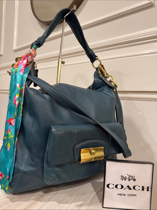 Coach Handbags - COACH Bag Kristin Large Dark Teal Leather Hobo Satchel